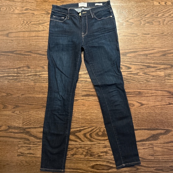 Frame Dark Denim Skinny Mid Rise - Picture 1 of 3
